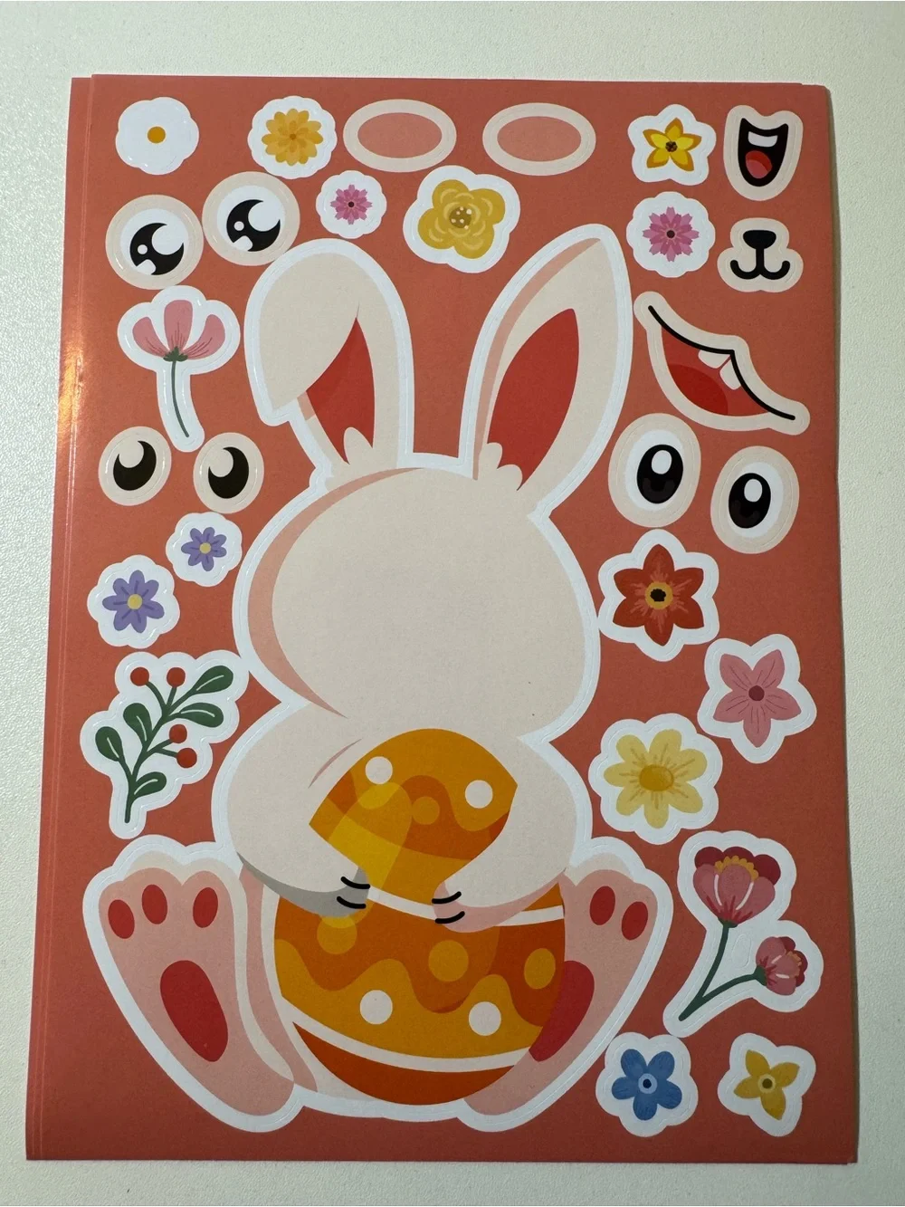 24 Easter Bunny & Egg Sticker Sheets - Colorful Party Stickers (Assorted Colors)